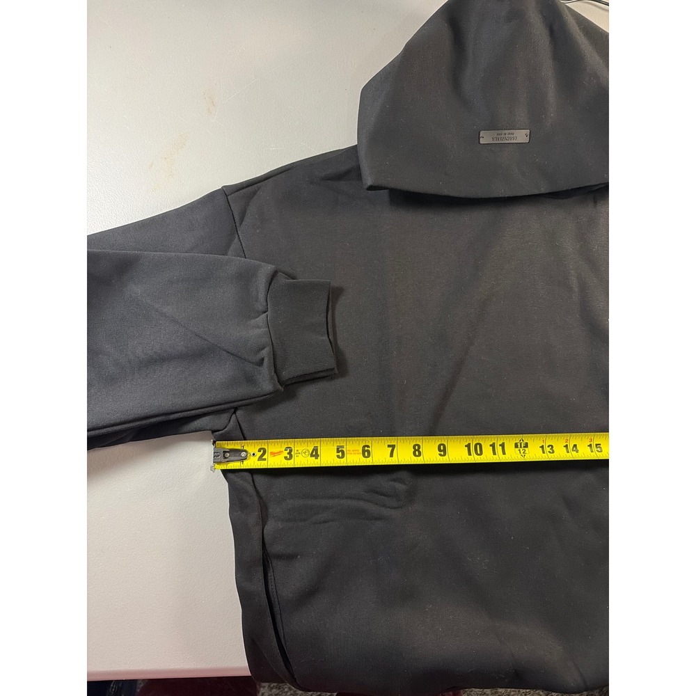 Fear of God Essentials Hoodie Mens Medium Black Oversized Pullover Sweatshirt - Picture 3 of 7